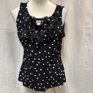 White House Black Market Black and White Ruffle Blouse